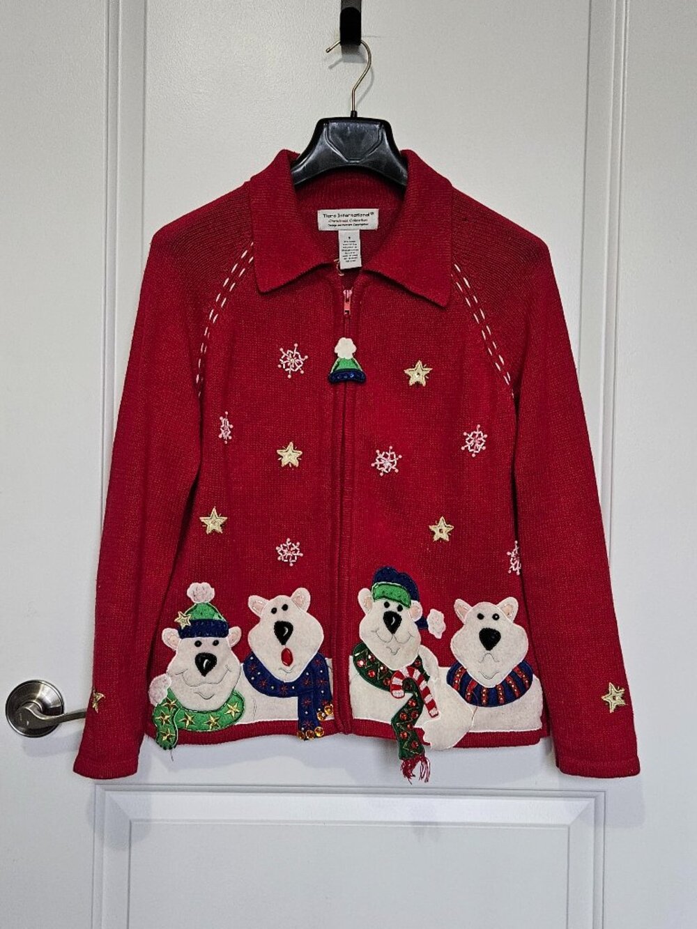 Vintage Tiara International Small Christmas Collection Polar Bear Cardigan